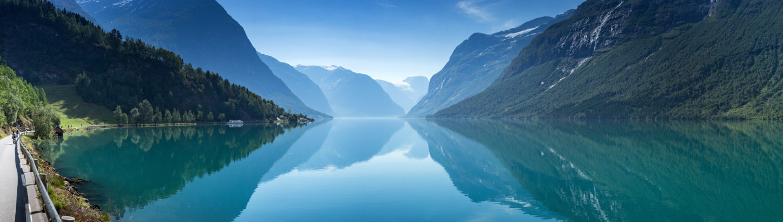Image of Lovatnet lake, Norway, Panoramic view