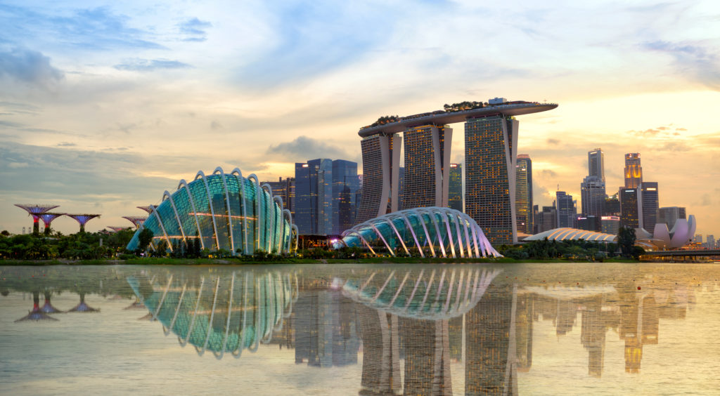 Singapore Skyline At Sunset