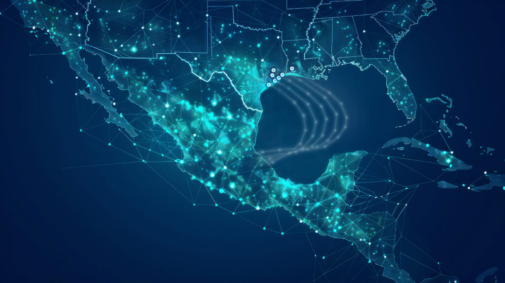 Digital Map Of North America With Emphasis On Mexico