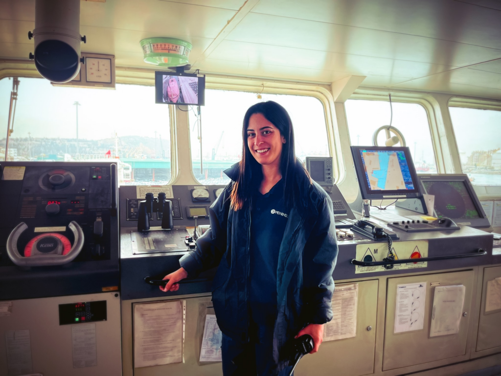 Peninsula's Capt. Isabel Castiello Cabaleiro onboard a vessel.